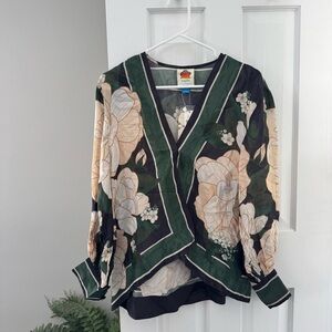 Farm Rio NWT Floral Silky Wrap Top